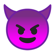 Emoji 😈 Faccina Con Sorriso E Corna su Google Android 10.0.