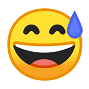😅 Emoji grinsendes Gesicht mit Schweißtropfen Google Android 10.0.