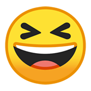 Emoji 😆 Sorriso A Bocca Aperta Con Occhi Chiusi su Google Android 10.0.