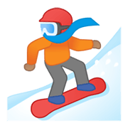 Emoji 🏂🏽 Persona Sullo Snowboard: Carnagione Olivastra su Google Android 10.0.