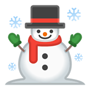☃️ Emoji Muñeco De Nieve Con Nieve en Google Android 10.0.