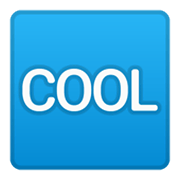 🆒 Emoji Wort „Cool“ in blauem Quadrat Google Android 10.0.