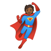 🦸🏾 Emoji Super-herói: Pele Morena Escura na Google Android 10.0.