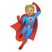 Émoji 🦸🏼 Super-héros : Peau Moyennement Claire sur Google Android 10.0.