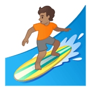 Emoji 🏄🏽 Persona Che Fa Surf: Carnagione Olivastra su Google Android 10.0.