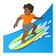 Emoji 🏄🏾 Persona Che Fa Surf: Carnagione Abbastanza Scura su Google Android 10.0.