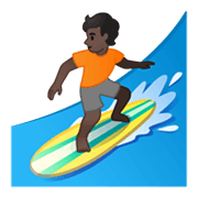 Emoji 🏄🏿 Persona Che Fa Surf: Carnagione Scura su Google Android 10.0.
