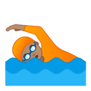 🏊🏽 Emoji Pessoa Nadando: Pele Morena na Google Android 10.0.