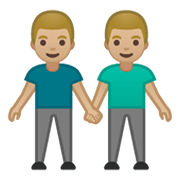 Émoji 👬🏼 Deux Hommes Se Tenant La Main : Peau Moyennement Claire sur Google Android 10.0.