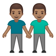 👬🏽 Emoji händchenhaltende Männer: mittlere Hautfarbe Google Android 10.0.