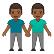 👬🏾 Emoji Hombres De La Mano: Tono De Piel Oscuro Medio en Google Android 10.0.