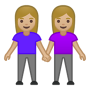Émoji 👭🏼 Deux Femmes Se Tenant La Main : Peau Moyennement Claire sur Google Android 10.0.