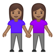 👭🏽 Emoji händchenhaltende Frauen: mittlere Hautfarbe Google Android 10.0.