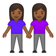 👭🏾 Emoji Mujeres De La Mano: Tono De Piel Oscuro Medio en Google Android 10.0.