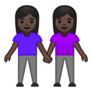 Émoji 👭🏿 Deux Femmes Se Tenant La Main : Peau Foncée sur Google Android 10.0.