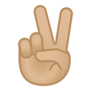 ✌🏼 Emoji Mano Con Señal De Victoria: Tono De Piel Claro Medio en Google Android 10.0.
