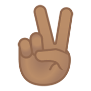 ✌🏽 Emoji Mão Em V De Vitória: Pele Morena na Google Android 10.0.