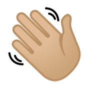 Emoji 👋🏼 Mano Che Saluta: Carnagione Abbastanza Chiara su Google Android 10.0.