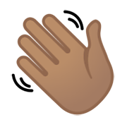 👋🏽 Emoji winkende Hand: mittlere Hautfarbe Google Android 10.0.