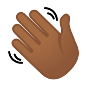👋🏾 Emoji Mano Saludando: Tono De Piel Oscuro Medio en Google Android 10.0.