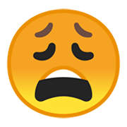 Emoji 😩 Faccina Esausta su Google Android 10.0.