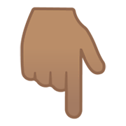 👇🏽 Emoji Dorso Da Mão Com Dedo Indicador Apontando Para Baixo: Pele Morena na Google Android 10.0.