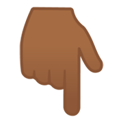 👇🏾 Emoji Dorso Da Mão Com Dedo Indicador Apontando Para Baixo: Pele Morena Escura na Google Android 10.0.