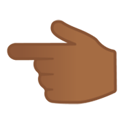 👈🏾 Emoji Dorso Da Mão Com Dedo Indicador Apontando Para A Esquerda: Pele Morena Escura na Google Android 10.0.