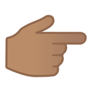 👉🏽 Emoji Dorso Da Mão Com Dedo Indicador Apontando Para A Direita: Pele Morena na Google Android 10.0.