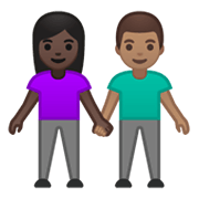 👩🏿‍🤝‍👨🏽 Emoji Homem E Mulher De Mãos Dadas: Pele Escura E Pele Morena na Google Android 10.0.