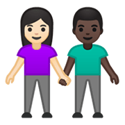 Emoji 👩🏻‍🤝‍👨🏿 Uomo E Donna Che Si Tengono Per Mano: Carnagione Chiara E Carnagione Scura su Google Android 10.0.