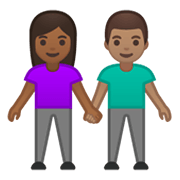Émoji 👩🏾‍🤝‍👨🏽 Femme Et Homme Se Tenant La Main : Peau Mate Et Peau Légèrement Mate sur Google Android 10.0.