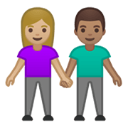 👩🏼‍🤝‍👨🏽 Emoji Mujer Y Hombre De La Mano: Tono De Piel Claro Medio Y Tono De Piel Medio en Google Android 10.0.