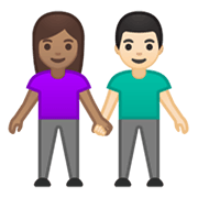 Emoji 👩🏽‍🤝‍👨🏻 Uomo E Donna Che Si Tengono Per Mano: Carnagione Olivastra E Carnagione Chiara su Google Android 10.0.