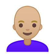 👩🏼‍🦲 Emoji Mujer: Tono De Piel Claro Medio Y Sin Pelo en Google Android 10.0.