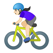 🚴🏻‍♀️ Emoji Mulher Ciclista: Pele Clara na Google Android 10.0.