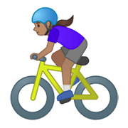 🚴🏽‍♀️ Emoji Mujer En Bicicleta: Tono De Piel Medio en Google Android 10.0.