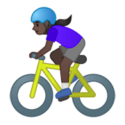 🚴🏿‍♀️ Emoji Mulher Ciclista: Pele Escura na Google Android 10.0.