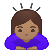 🙇🏽‍♀️ Emoji Mulher Fazendo Reverência: Pele Morena na Google Android 10.0.
