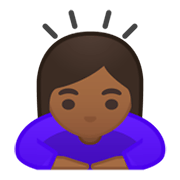 🙇🏾‍♀️ Emoji sich verbeugende Frau: mitteldunkle Hautfarbe Google Android 10.0.
