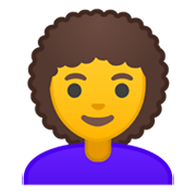 Émoji 👩‍🦱 Femme : Cheveux Bouclés sur Google Android 10.0.