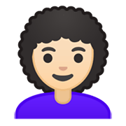 👩🏻‍🦱 Emoji Frau: helle Hautfarbe, lockiges Haar Google Android 10.0.