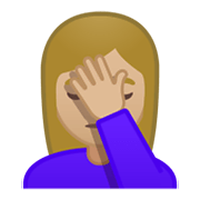 🤦🏼‍♀️ Emoji sich an den Kopf fassende Frau: mittelhelle Hautfarbe Google Android 10.0.
