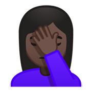 🤦🏿‍♀️ Emoji sich an den Kopf fassende Frau: dunkle Hautfarbe Google Android 10.0.