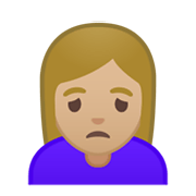 Emoji 🙍🏼‍♀️ Donna Corrucciata: Carnagione Abbastanza Chiara su Google Android 10.0.