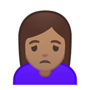 🙍🏽‍♀️ Emoji Mujer Frunciendo El Ceño: Tono De Piel Medio en Google Android 10.0.