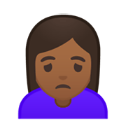 🙍🏾‍♀️ Emoji Mujer Frunciendo El Ceño: Tono De Piel Oscuro Medio en Google Android 10.0.