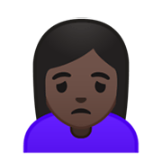 🙍🏿‍♀️ Emoji Mujer Frunciendo El Ceño: Tono De Piel Oscuro en Google Android 10.0.