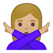 Émoji 🙅🏼‍♀️ Femme Faisant Un Geste D’interdiction : Peau Moyennement Claire sur Google Android 10.0.