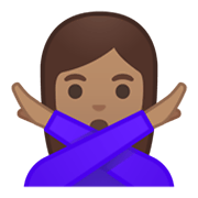 🙅🏽‍♀️ Emoji Mulher Fazendo Gesto De «não»: Pele Morena na Google Android 10.0.